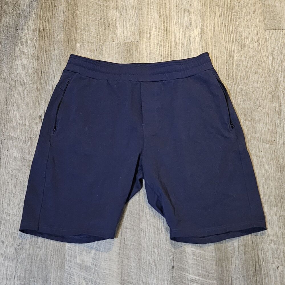 Public Rec Shorts Mens 34 Blue Athletic Stretch Drawstring Zip Pockets 9 Inch